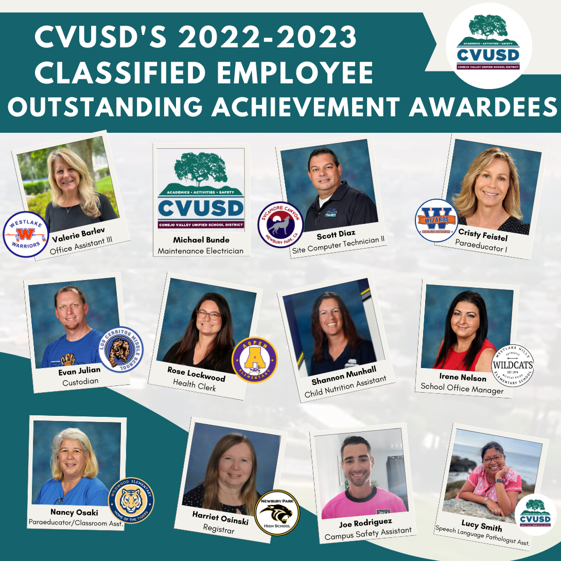  Congratulations to CVUSD’s 2022-2023 Classified Employee Outstanding Achievement Awardees